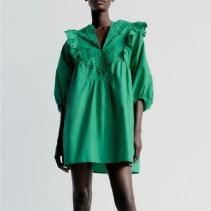 Zara Flounced Poplin Dress